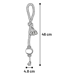 jouet corde nœud chanvre avec balle tennis 46 cm