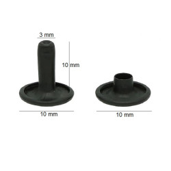 Rivet tubulaire double 10 /10 acier noir mat