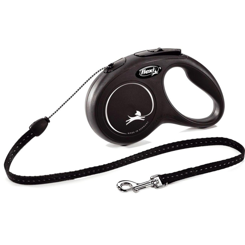 Laisse FLEXI New Classic noir cordon 5 m S