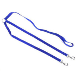 Laisse 2 chiens nylon classic 70 cm bleu