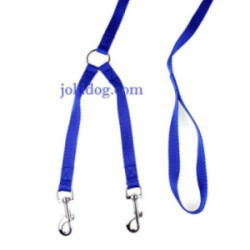 Laisse 2 chiens NYLON CLASSIC  bleu