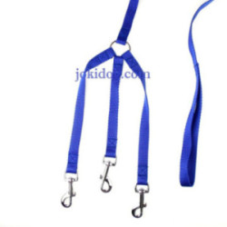 Laisse 3 chiens NYLON CLASSIC  bleu