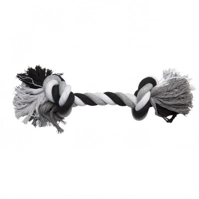 corde de coton 2 noeuds 23 cm noir/blanc/gris