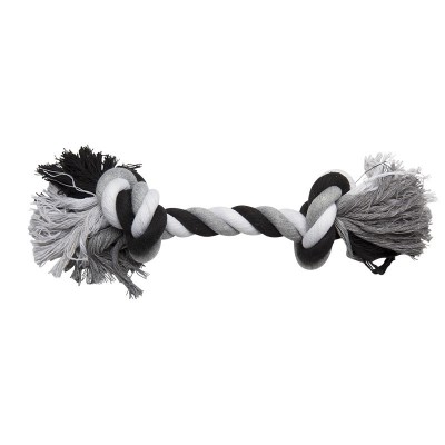 corde de coton 2 noeuds 25 cm noir/blanc/gris