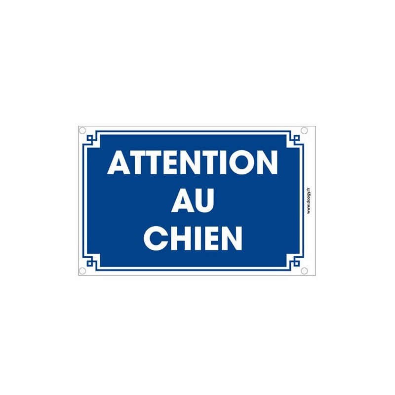 Plaque "Attention au chien" bleu