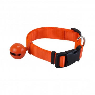 collier nylon orange fluo avec grelot - jokidog
