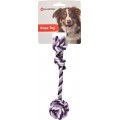 Jouet chien coton justin corde + balle nouée violet