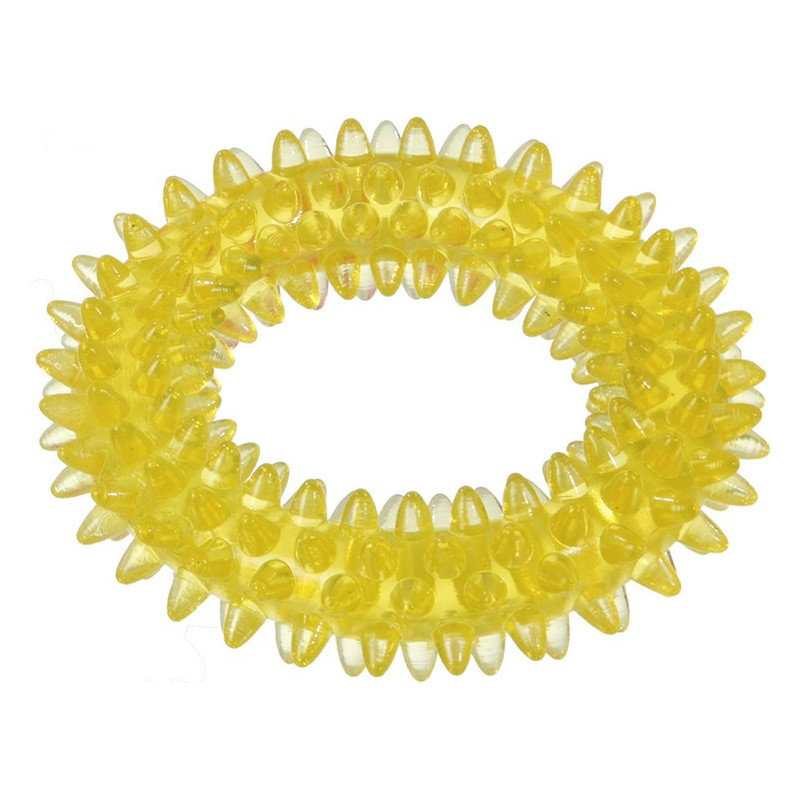 Jouet bague épines TPR 9 cm jaune